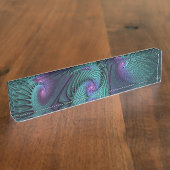 Paars ontmoet Turquoise modern abstract Fractal Ar Naambordje (Zijkant)