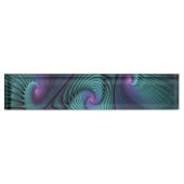 Paars ontmoet Turquoise modern abstract Fractal Ar Naambordje (Voorkant)