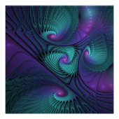 Paars ontmoet Turquoise modern abstract Fractal Ar Perfect Poster (Voorkant)