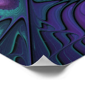 Paars ontmoet Turquoise modern abstract Fractal Ar Poster (Hoek)
