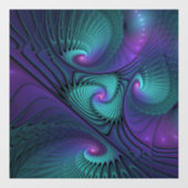 Paars ontmoet Turquoise modern abstract Fractal Ar Raamsticker (Vel)