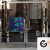 Paars ontmoet Turquoise modern abstract Fractal Ar Raamsticker (Kantoordeur)