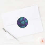 Paars ontmoet Turquoise modern abstract Fractal Ar Ronde Sticker (Envelop)
