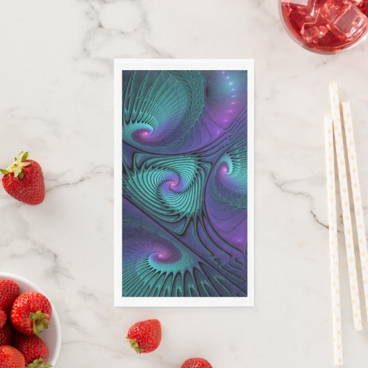 Paars ontmoet Turquoise modern abstract Fractal Ar Servet (Insitu)
