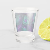 Paars ontmoet Turquoise Modern Abstract Fractal Ar Shot Glas (Achterkant)