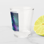 Paars ontmoet Turquoise Modern Abstract Fractal Ar Shot Glas (Rechts)