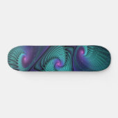 Paars ontmoet Turquoise modern abstract Fractal Ar Skateboard (Horizontaal)