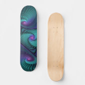 Paars ontmoet Turquoise modern abstract Fractal Ar Skateboard (Voorkant)