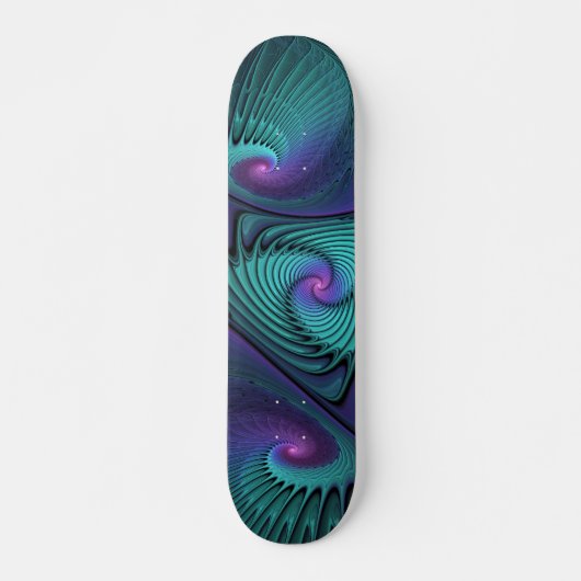 Paars ontmoet Turquoise modern abstract Fractal Ar Skateboard (Voorkant)