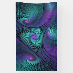 Paars ontmoet Turquoise Modern Abstract Fractal Ar Spandoek
