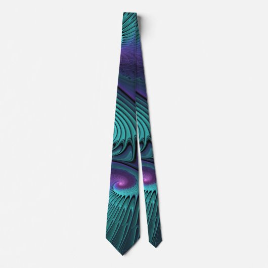 Paars ontmoet Turquoise modern abstract Fractal Ar Stropdas (Voorkant)