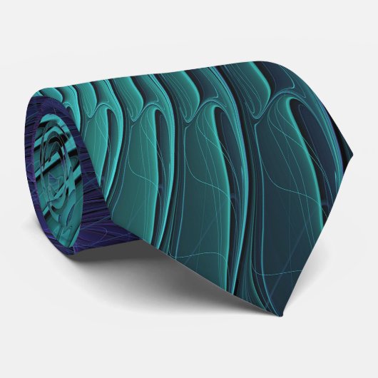Paars ontmoet Turquoise modern abstract Fractal Ar Stropdas (Opgerold)