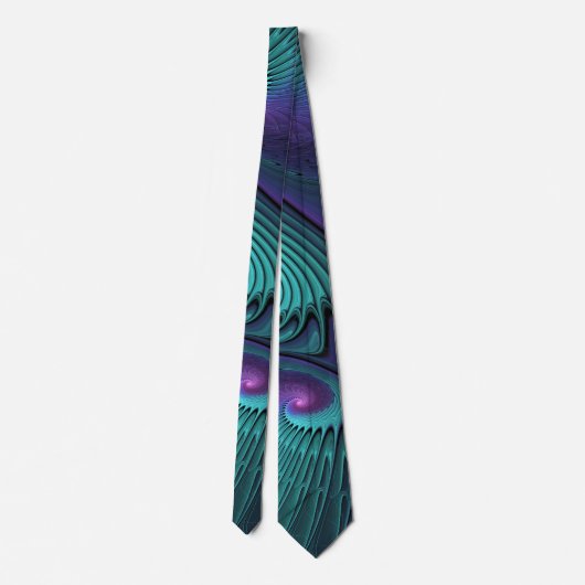 Paars ontmoet Turquoise modern abstract Fractal Ar Stropdas (Achterkant)
