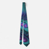 Paars ontmoet Turquoise modern abstract Fractal Ar Stropdas (Achterkant)