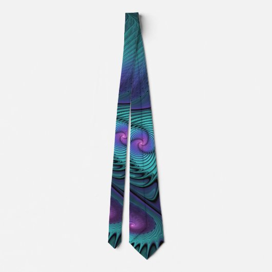 Paars ontmoet Turquoise modern abstract Fractal Ar Stropdas (Achterkant)