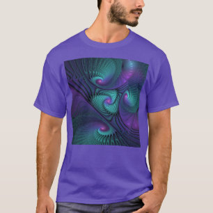 Paars ontmoet Turquoise modern abstract Fractal Ar T-shirt