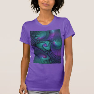 Paars ontmoet Turquoise modern abstract Fractal Ar T-shirt