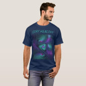 Paars ontmoet Turquoise Modern Abstract Fractal Ar T-shirt (Voorkant volledig)
