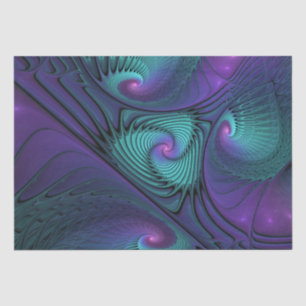 Paars ontmoet Turquoise modern abstract Fractal Ar Tissuepapier