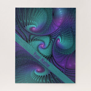 Paars ontmoet Turquoise Modern Abstracte Art Name Legpuzzel