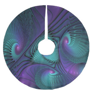 Paars ontmoet Turquoise moderne abstracte Fractal Kerstboom Rok