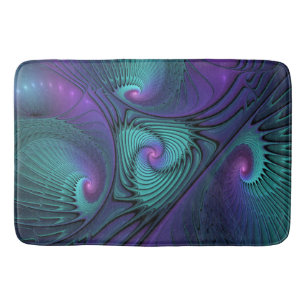Paars Ontmoet Turquoise Moderne Abstracte Fractale Badmat