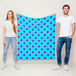Paars Op Blauwe Stippen Patroonontwerp Fleece Deken