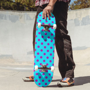 Paars op blauwe stippen patroonontwerp skateboard
