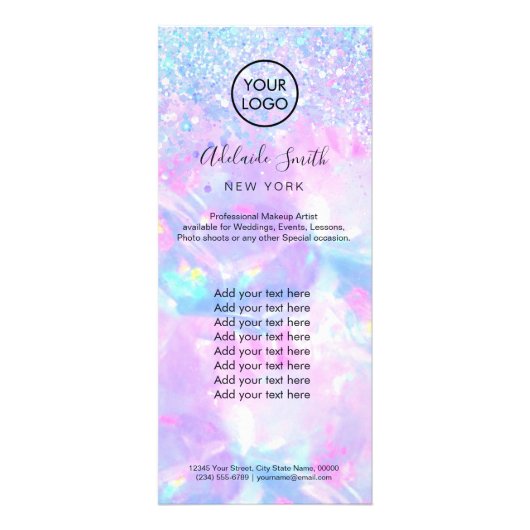 paars opal gemstone faux glitter opal rack card reclamekaart (Voorkant)