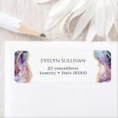 Paars optisch etiket van het retouradres (Insitu)