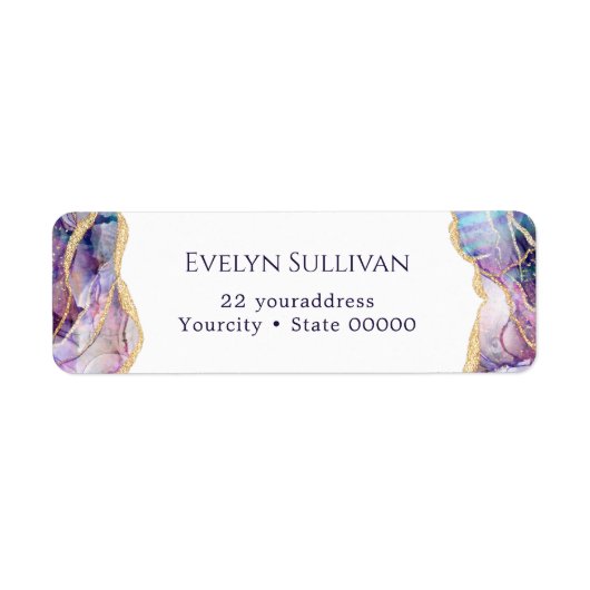 Paars optisch etiket van het retouradres (Voorkant)
