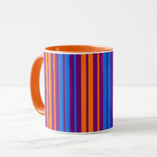 Paars Oranje Blauw Verticaal Strepen Design Mok