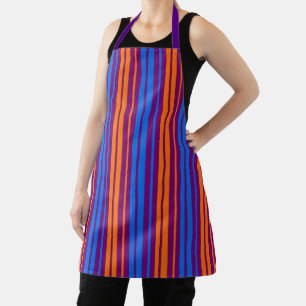 Paars Oranje Blauw Verticaal Strepen Design Schort