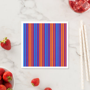 Paars Oranje Blauw Verticaal Strepen Design Servet