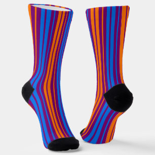 Paars Oranje Blauw Verticaal Strepen Design Sokken