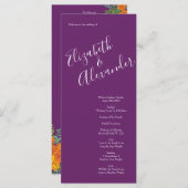 Paars Oranje Roos bruiloft Menu (Voorkant / Achterkant)
