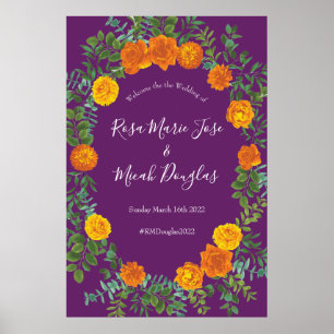Paars Oranje Roos bruiloft Poster