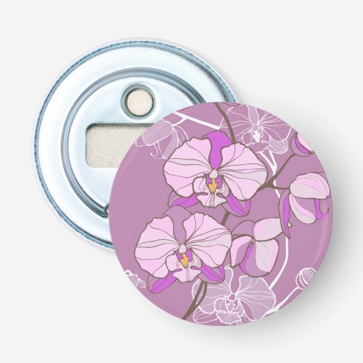 Paars Orchid Pattern Button Flesopener (Voorkant)