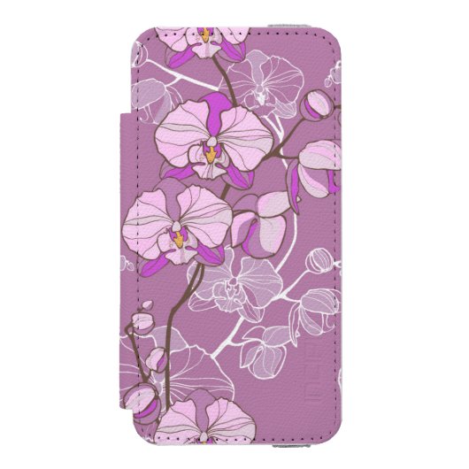 Paars Orchid Pattern Incipio iPhone Portemonnee Hoesje (Voorkant Agenda)