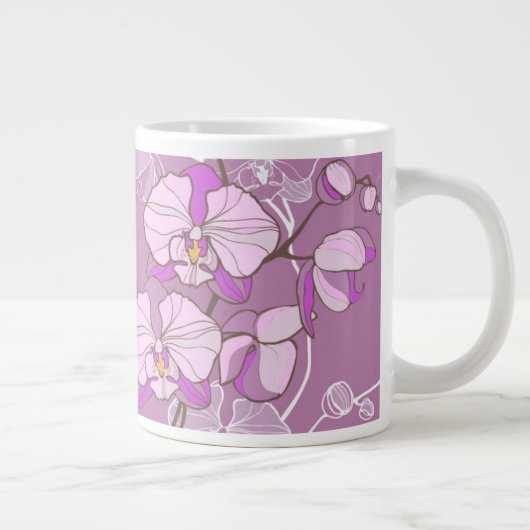 Paars Orchid Pattern Jumbo Mok (Rechts)