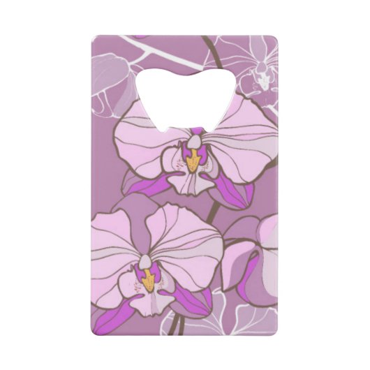 Paars Orchid Pattern Kredietkaart Flessenopener (Voorkant)
