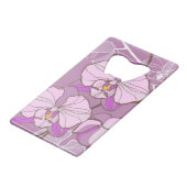 Paars Orchid Pattern Kredietkaart Flessenopener (Achterkant Gekanteld)
