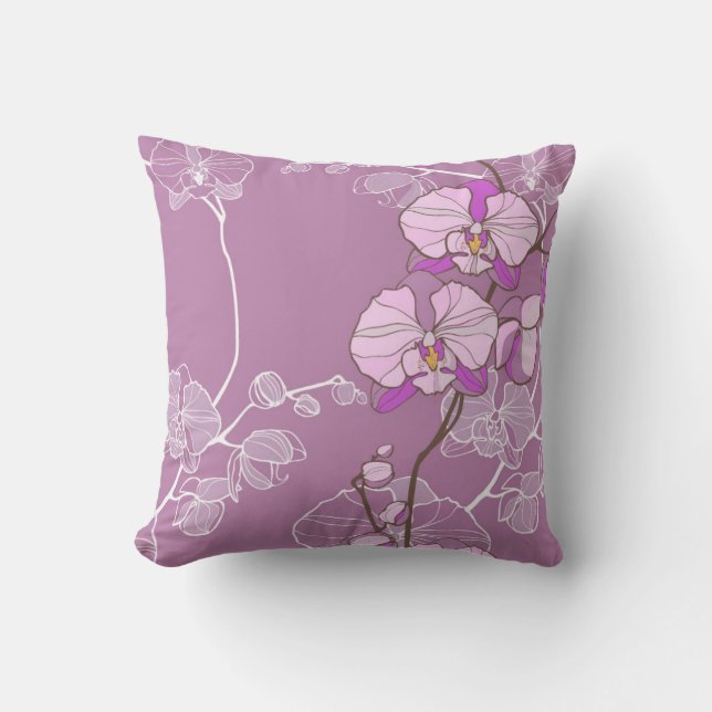 Paars Orchid Pattern Kussen (Voorkant)