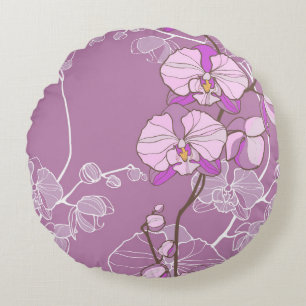 Paars Orchid Pattern Rond Kussen