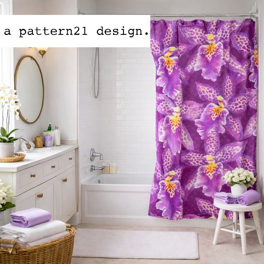 Paars orchidee patroon douchegordijn