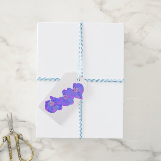 Paars orchideschilderij met violette waterverf cadeaulabel (Met Touw)