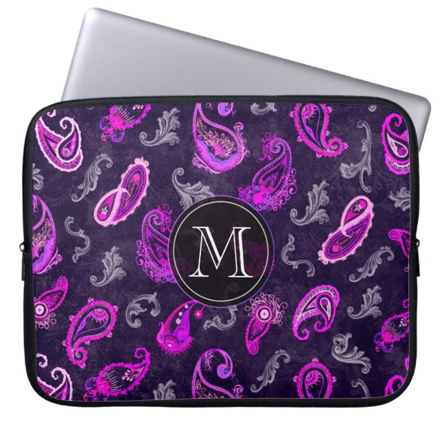  Paars Paisley Laptop Sleeve (Voorkant)