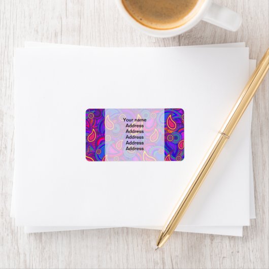 Paars Paisley Pattern Etiket (Insitu)