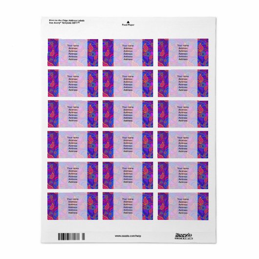 Paars Paisley Pattern Etiket (Full Sheet)