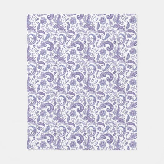Paars Paisley Pattern Fleece Deken (Voorkant)